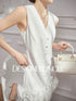 Ladies Sleeveless V-Neckline Classic Rose Decor Mini Dress